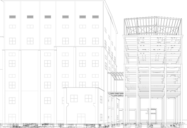 Illustrazione 3D di un edificio industriale