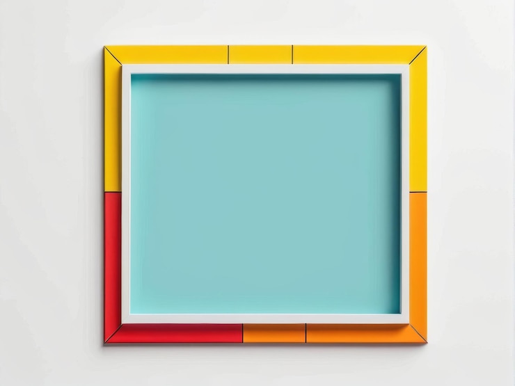 Vettore illustrazione 3d di una parete quadrata bianca e blu