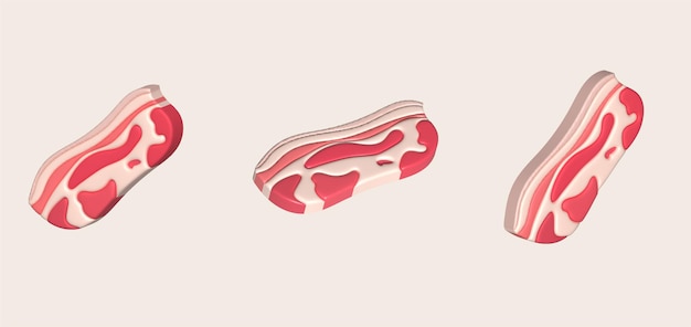 Illustrazione 3D fette fresche o carne marmellata di carne di maiale o di manzo per bistecca