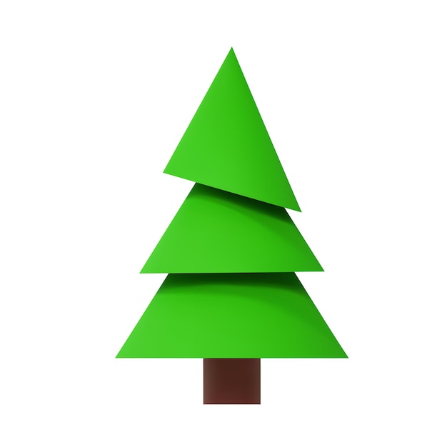 illustrazione 3d Icona di pino verde e albero di Natale Vacanza, elemento oggetto campeggio isolato