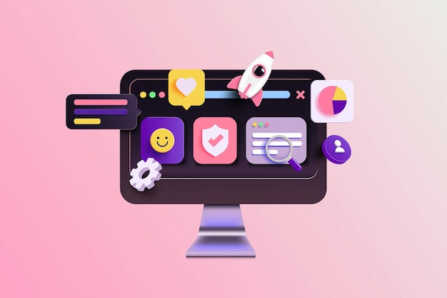 Illustrazione 3D moderna di Ui Design