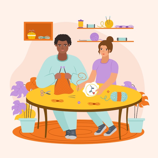 Illustrazione a maglia disegnata a mano