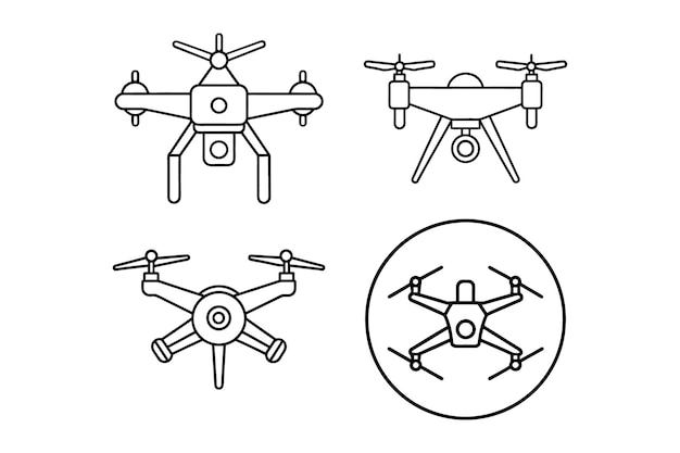 illustrazione a vetto della linea di icona dron