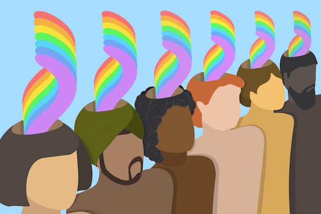 Illustrazione a vettore piatto isometrico 3D della psicoterapia e del pensiero positivo per la salute mentale