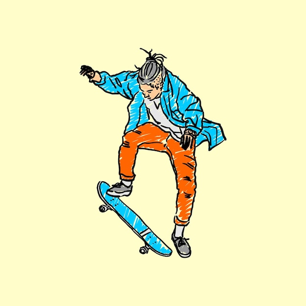 illustrazione action skate cartone animato vettore