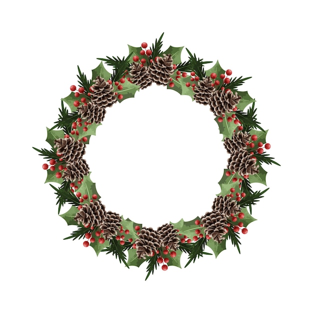 Illustrazione ad acquerello Decorazione della ghirlanda di Natale