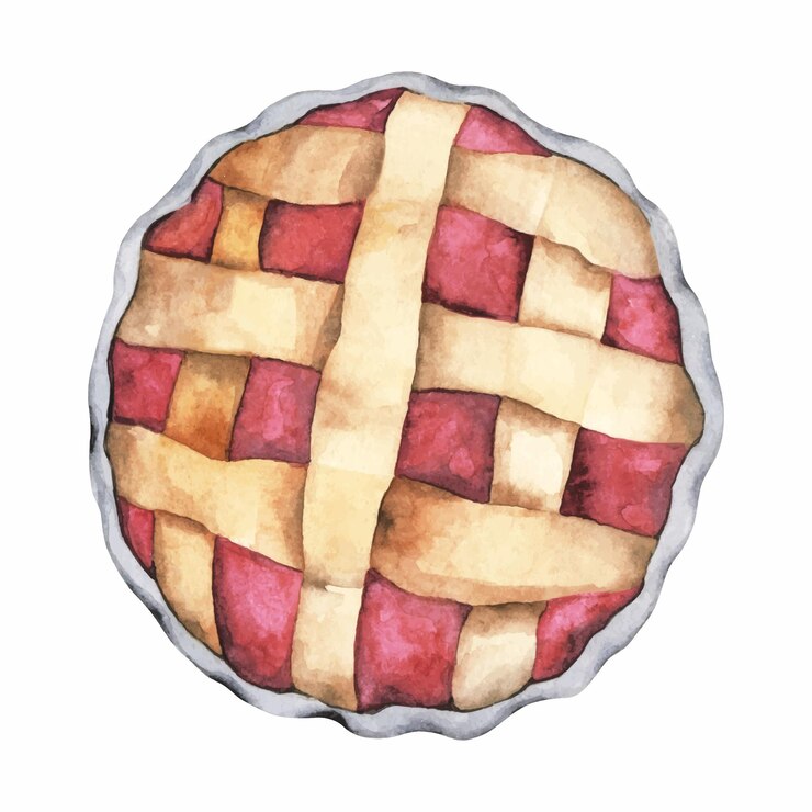 Vettore illustrazione ad acquerello di torta di ciliegie