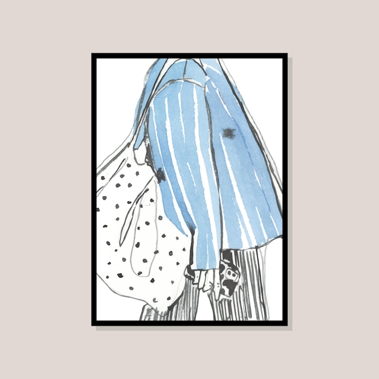Vettore illustrazione ad acquerello disegnato a mano di silhouette di donna alla moda per la tua collezione di poster