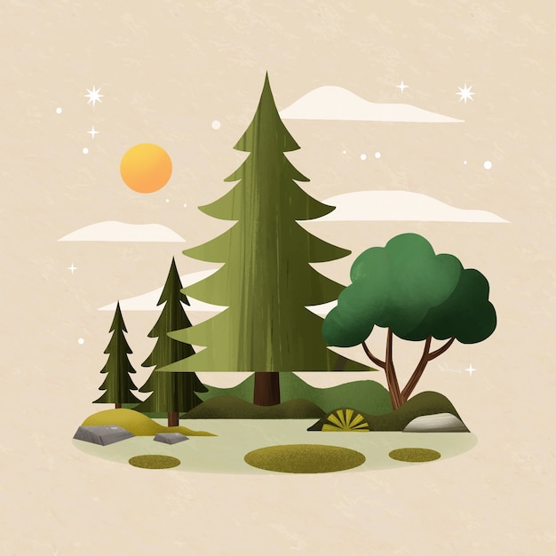 Illustrazione ad acquerello per la celebrazione della Giornata internazionale delle foreste.