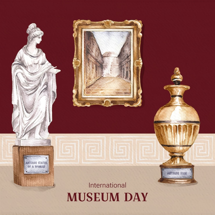Vettore illustrazione ad acquerello per la giornata internazionale dei musei