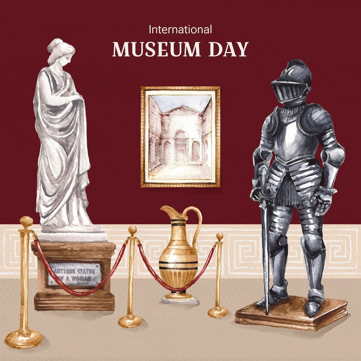 Vettore illustrazione ad acquerello per la giornata internazionale dei musei