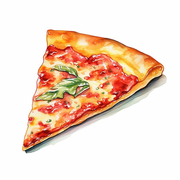 Illustrazione ad acquerello pizza Margherita vettore con sfondo bianco