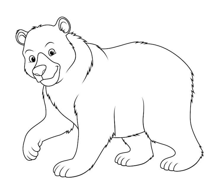 Vettore illustrazione animale del fumetto dell'orso bruno bw
