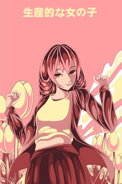 illustrazione anime donna produttiva