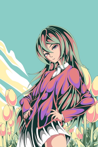 illustrazione anime ragazza sicura
