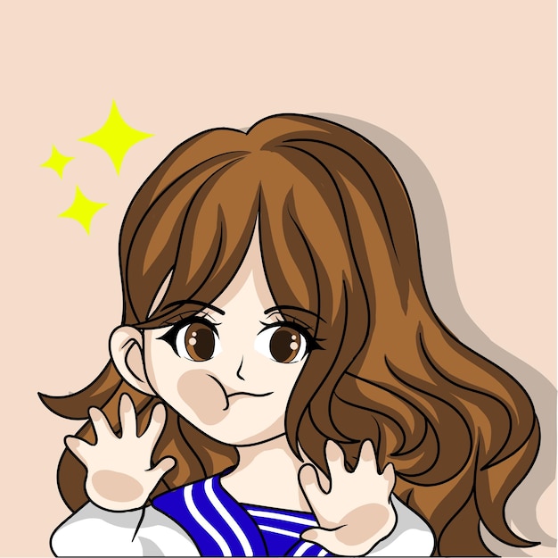 illustrazione arte ragazza carina ragazza chibi che indossa un'uniforme scolastica design characer