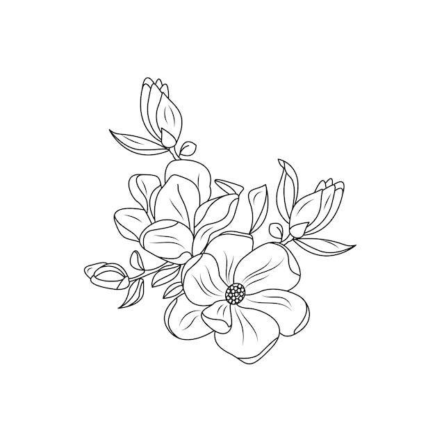 Illustrazione artistica a linee floreali disegnate a mano