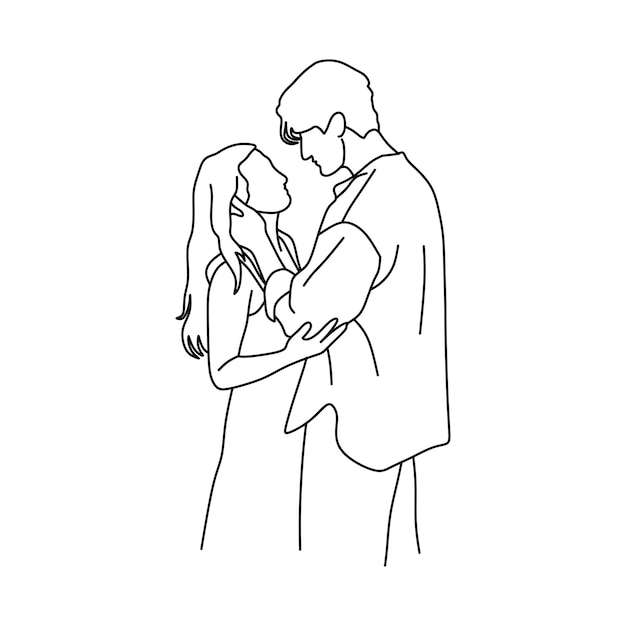 Illustrazione artistica in bianco e nero di una coppia romantica 1