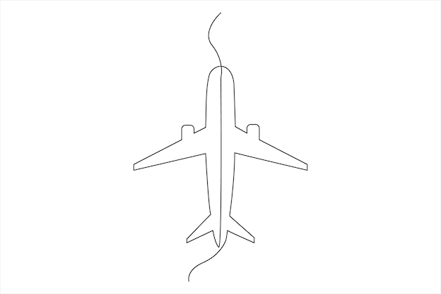 Illustrazione artistica vettoriale continua di un'icona di un aereo