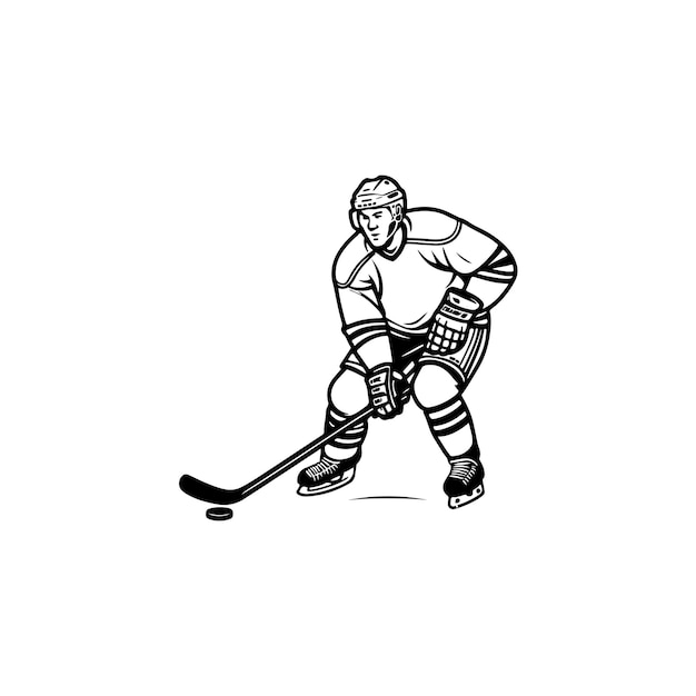 Illustrazione artistica vettoriale di un giocatore di hockey.