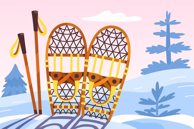 Illustrazione astratta creativa di racchette da neve