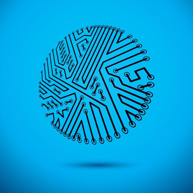 Illustrazione astratta del circuito del computer di vettore, elemento di tecnologia circolare con le connessioni. Web design a tema elettronico.