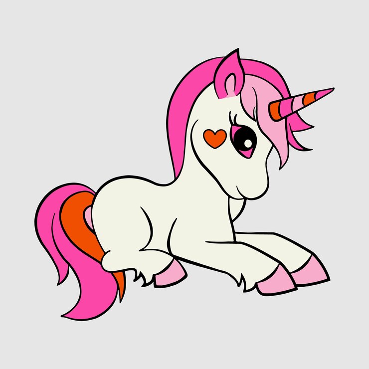 Illustrazione clipart colorata del fumetto dell'unicorno