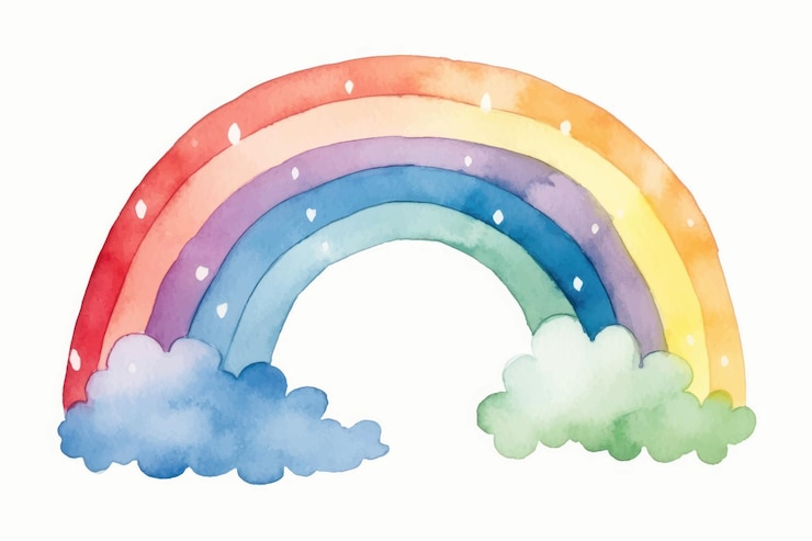 Vettore illustrazione colorata dell'arcobaleno ad acquerello