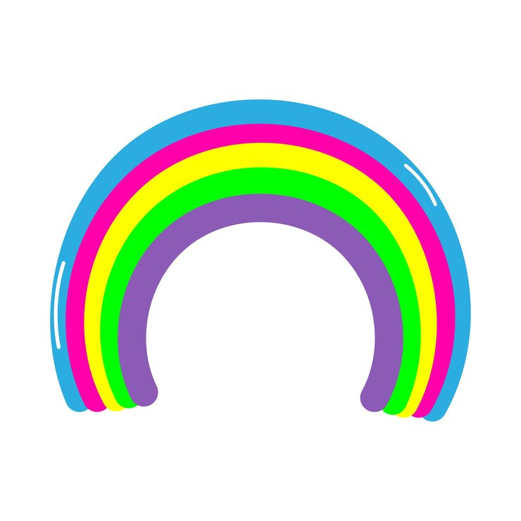 Vettore illustrazione colorata dell'arcobaleno in stile kawaii