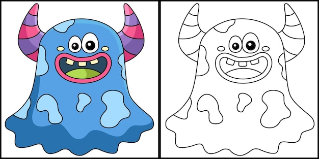 Illustrazione colorata della pagina di colorazione del mostro fantasma