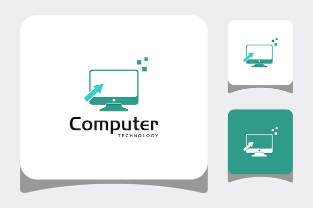 Illustrazione computer moderno con una freccia di clic sul design del logo dello schermo