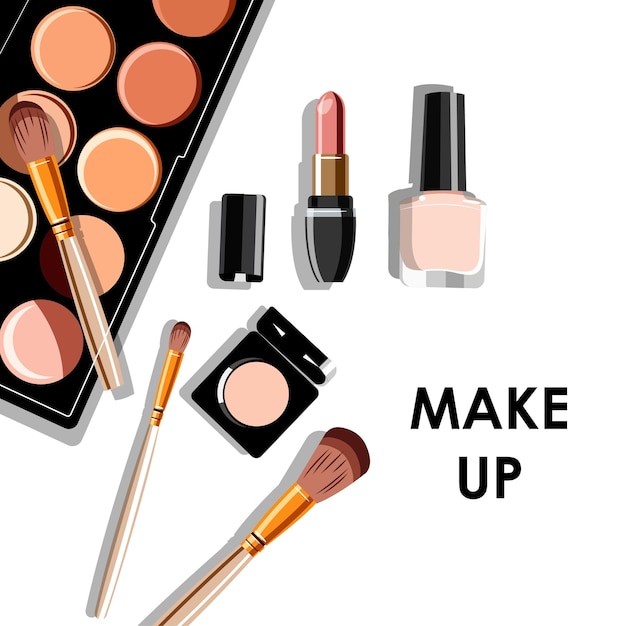 Illustrazione con cosmetici decorativi