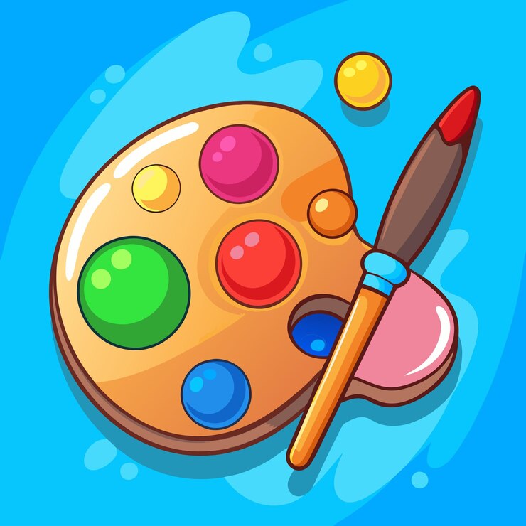 Illustrazione con pennello e tavolozza di colori