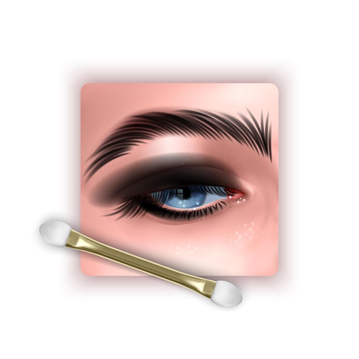 Vettore illustrazione con trucco occhi blu realistico e occhi smokey