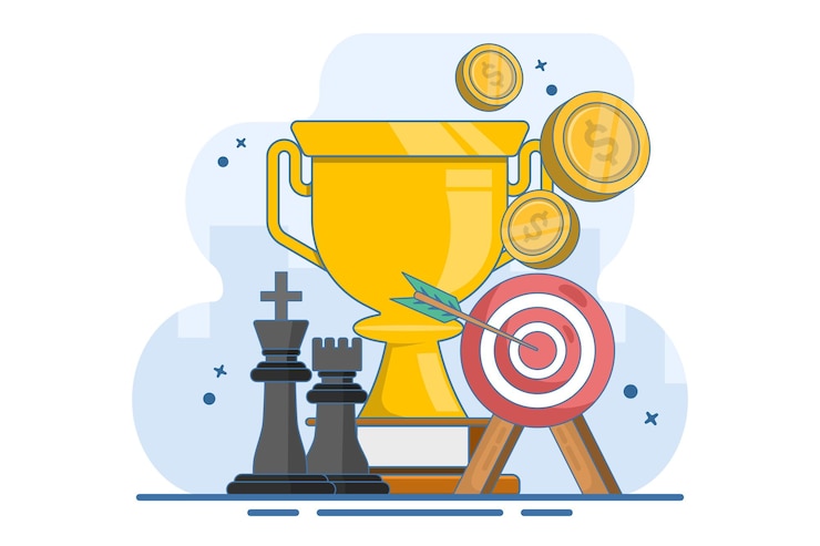 Vettore illustrazione concetto di strategia aziendale e di marketing o pianificazione strategica e tattiche aziendali