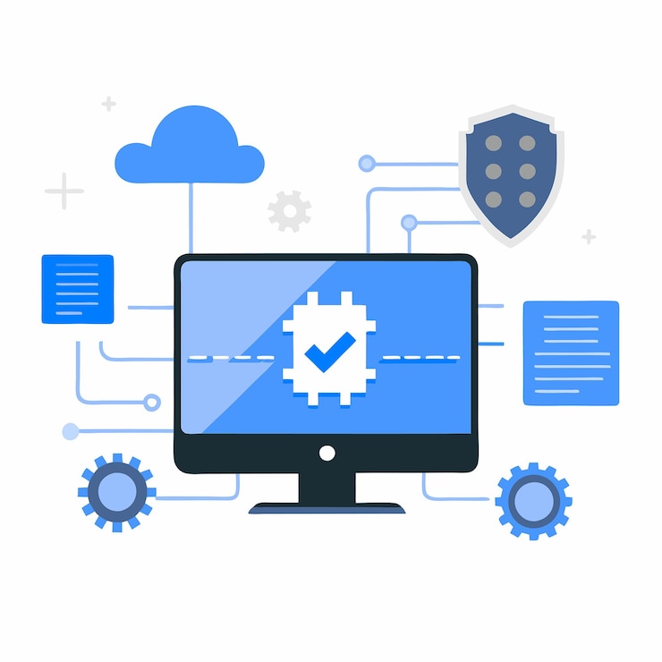 Vettore illustrazione concettuale della tecnologia firmware e delle sue applicazioni