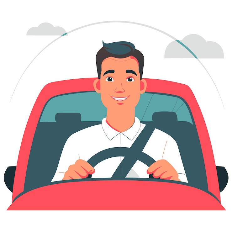 Vettore illustrazione concettuale di un'auto a guida autonoma nelle strade della città di notte