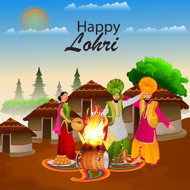 Illustrazione creativa per la celebrazione e lo sfondo felici di lohri