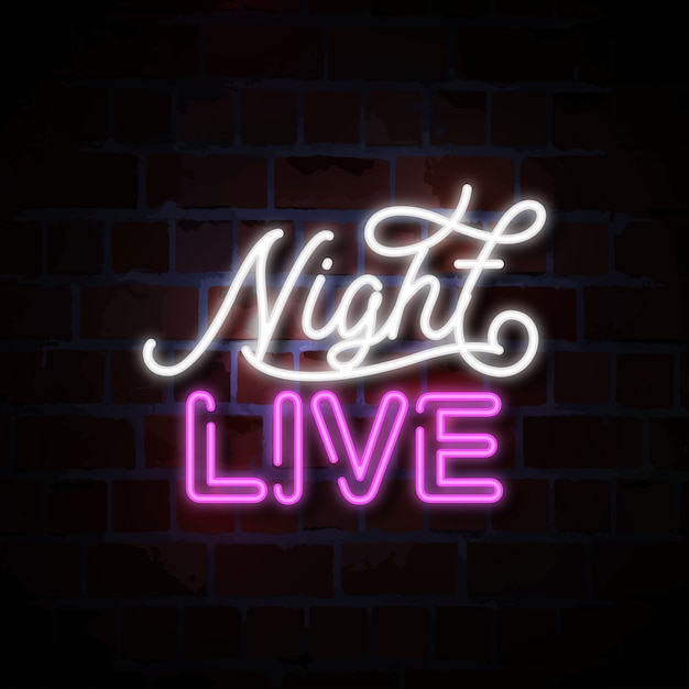 illustrazione dal vivo al neon dell'insegna di notte