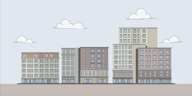 Illustrazione degli elementi del paesaggio urbano degli edifici