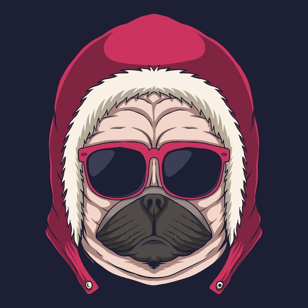 Illustrazione degli occhiali della testa del cane del Pug