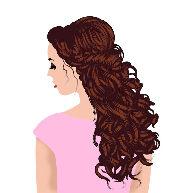 Vettore illustrazione dei capelli ricci delle donne
