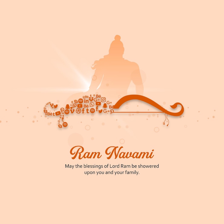 Vettore illustrazione del biglietto di auguri per ram navami una festa indù celebrata da lord ram