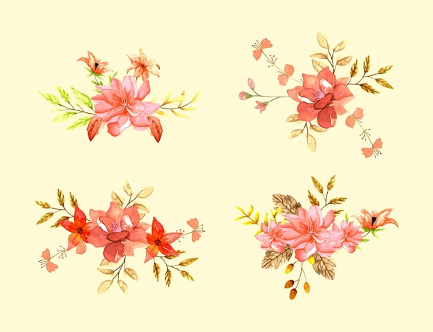 Illustrazione del bouquet di fiori botanici dell'acquerello rosa disegnato a mano