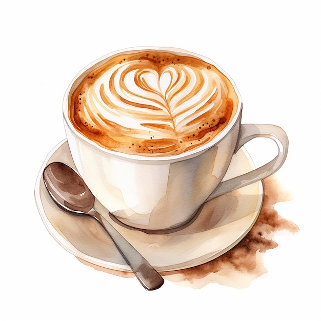 illustrazione del caffè del latte del cappuccino del cappuccino dell'acquerello