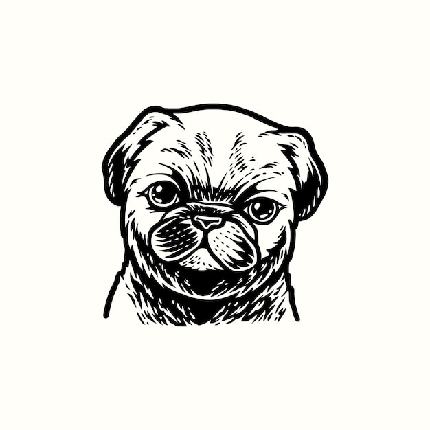 Illustrazione del cane del carlino dell'illustrazione della mano dell'annata