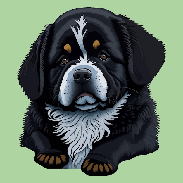 Illustrazione del cane di Terranova isolata su uno sfondo semplice