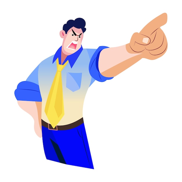 Illustrazione del capo che urla in stile piatto