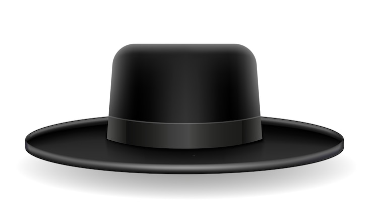 Vettore illustrazione del cappello nero ebraico nazionale isolato su priorità bassa bianca