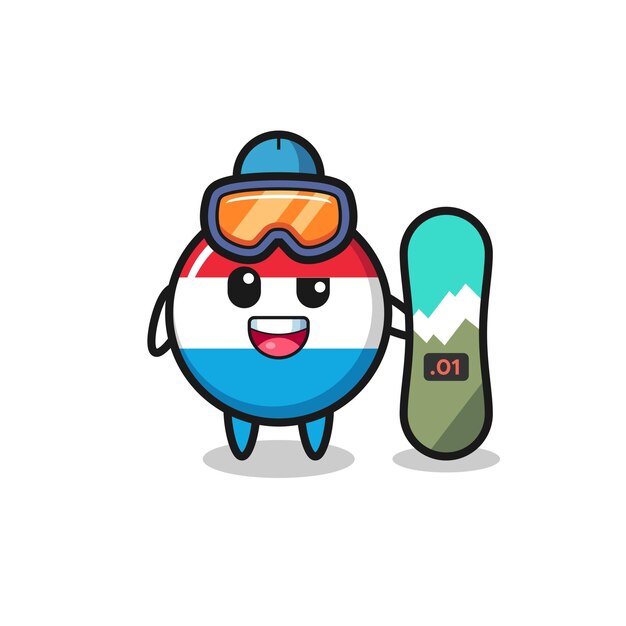 Illustrazione del carattere distintivo della bandiera del Lussemburgo con stile snowboard
